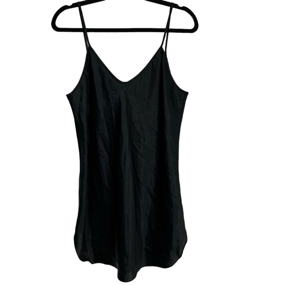 INTIMATE MOODS Satin Black VINTAGE Chemise Nighty Lingerie USA Made Slip sz M - Picture 1 of 16